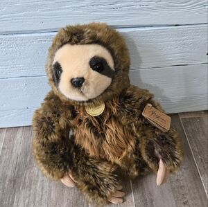 NWT Miyoni By Aurora Large Brown 14.5" Three Toed Sloth Plushie Stuffed Animal
